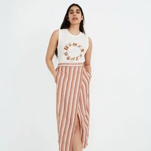 Madewell Wrap Midi Skirt Striped XS